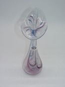 A vintage 'Jack in the Pulpit' glass vase, having multi coloured swirls inside clear body,