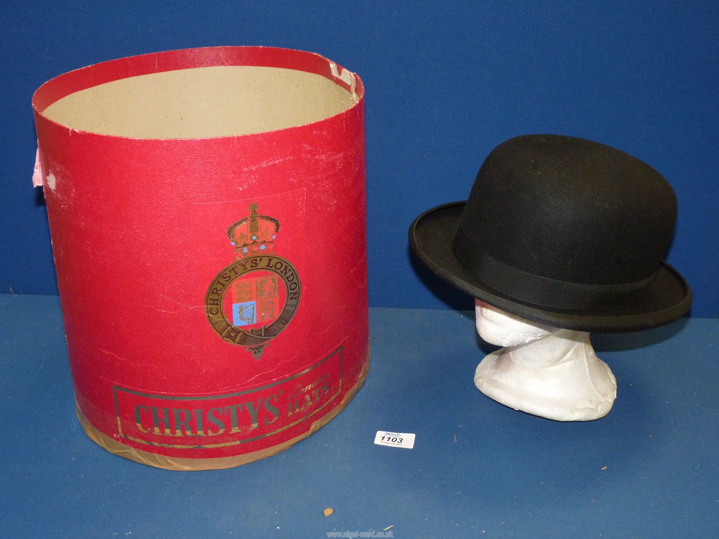 A Christie's gents bowler Hat 7 1/4", in box.