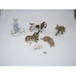 A small quantity of animal figures including Royal Copenhagen dog, piglet, spaniel,