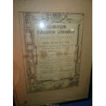 A framed Certificate from Glamorgan Education Committee, Coal Mines Act, 1911 for 'Fireman,