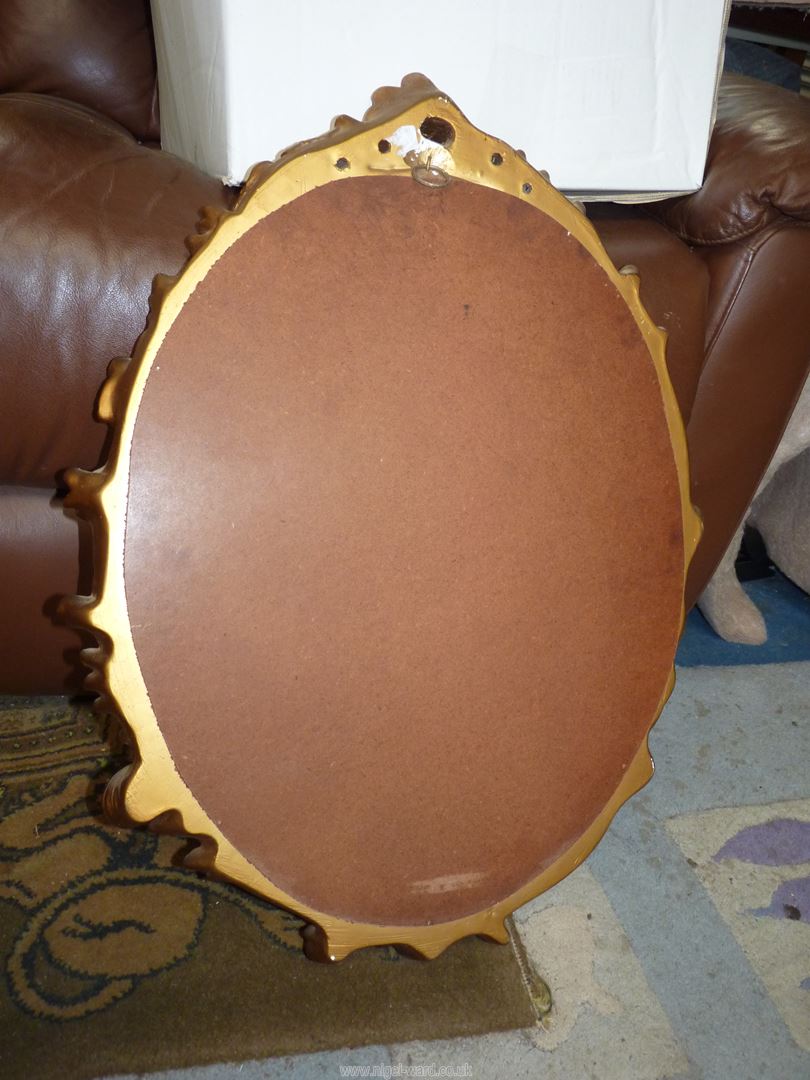 An oval Mirror with decorative gilt surround (glass loose), 25" x 18". - Image 2 of 2