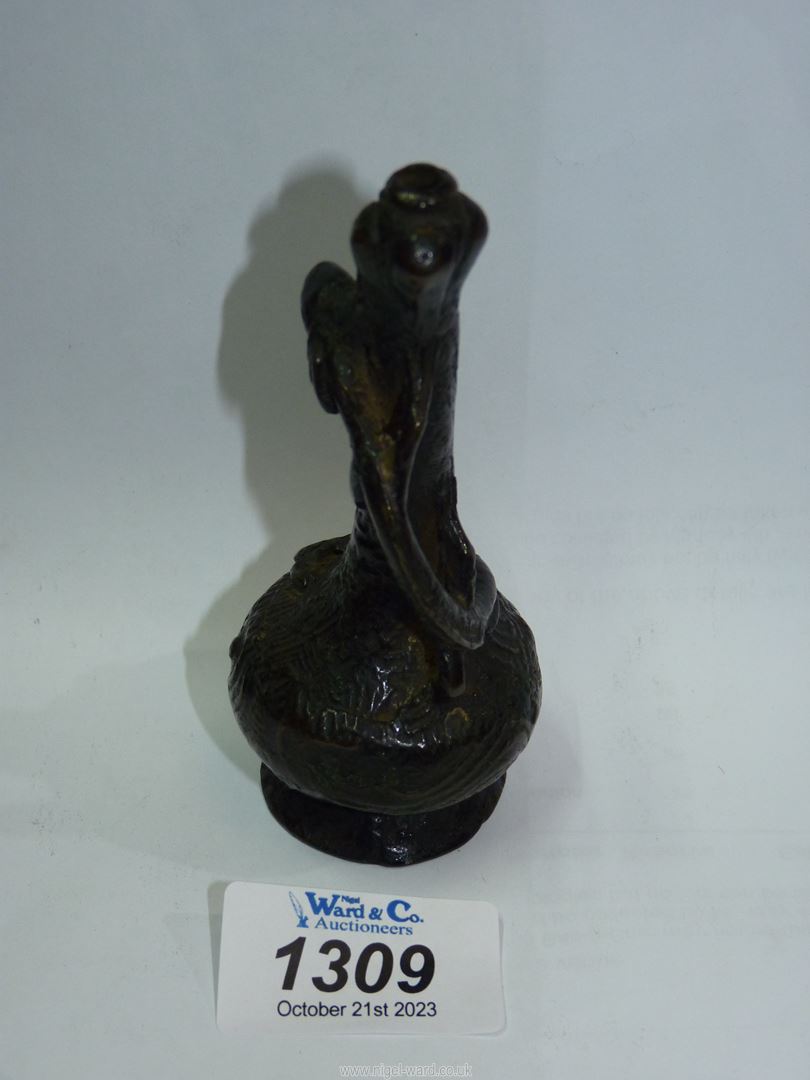 An antique Chinese bottle vase with entwined dragon, dark age patina in semi excavated condition, - Image 3 of 8