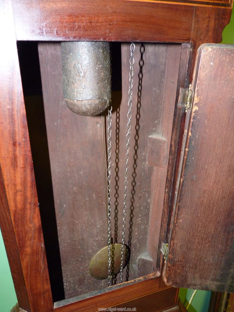 An Oak and Mahogany cased longcase / grandfather clock having light and dark-wood stringing, - Image 6 of 6