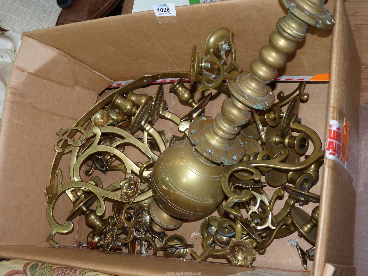 A large and heavy twelve branch Candelabra, for assembly. - Image 2 of 2