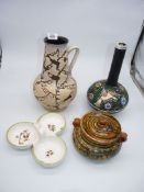 A German ceramic vase (288 - 30), beige/dark brown pattern, ornamental Mexican pottery vase,