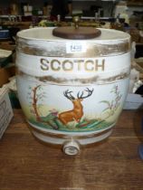 A Victorian ceramic Scotch Whisky pub spirit barrel, 10 1/4" x 12 3/4" high.