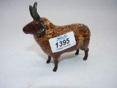 A Shebeg Pottery (Isle of Man) four horned sheep, marked Sandra L.