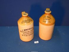 Two stoneware Flagons for J.H. Cavill, Chepstow and T. Winchester, Coleshill St.