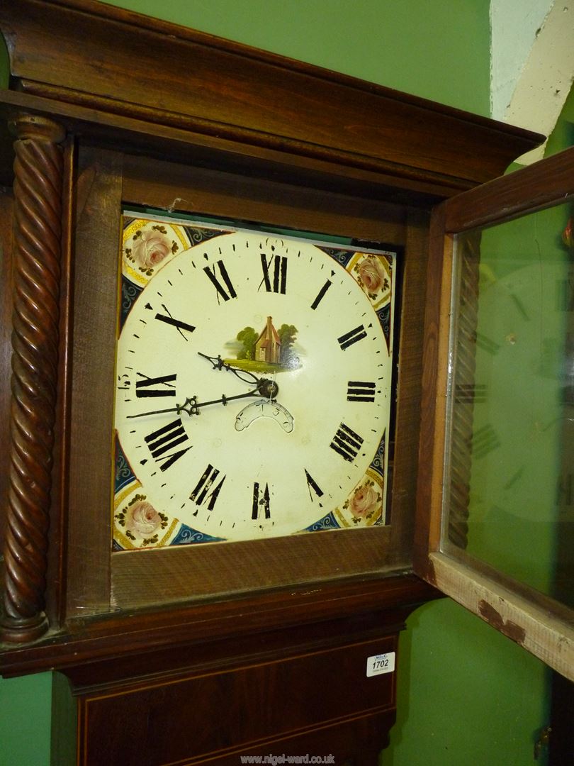 An Oak and Mahogany cased longcase / grandfather clock having light and dark-wood stringing, - Image 2 of 6