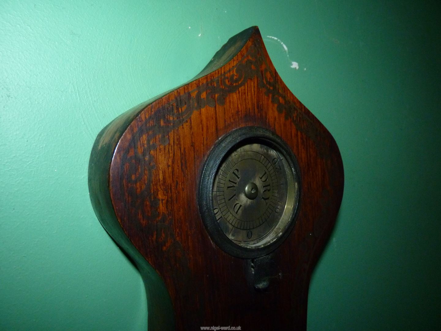 A Mahogany five-point mercury barometer with barometer, convex mirror, thermometer, - Image 6 of 6