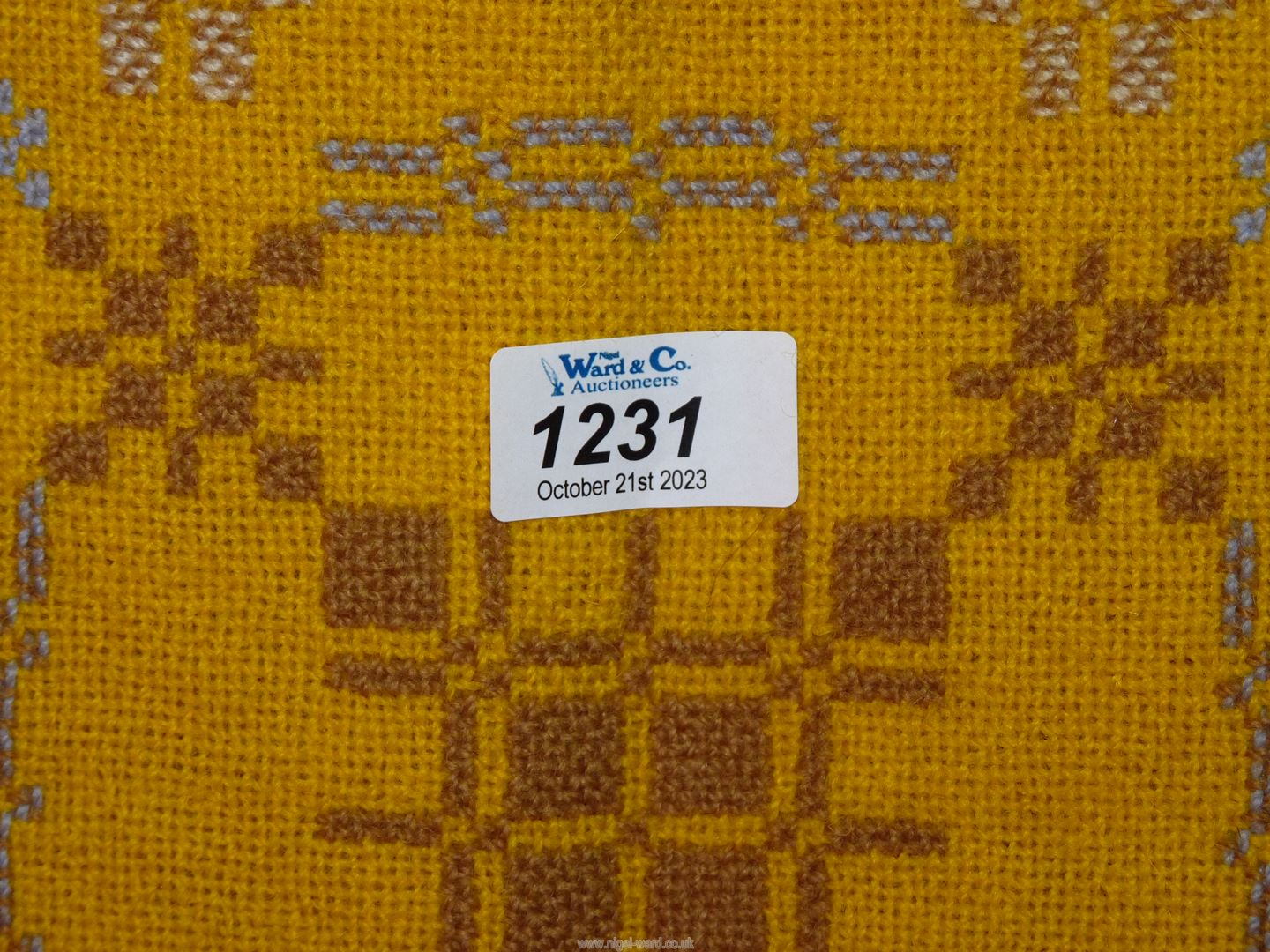 A double Welsh wool blanket, yellow colour. - Image 2 of 2