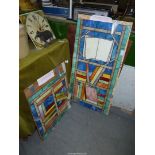 Two contemporary stained Glass Panels depicting books/library, one 20 1/2" x 20 1/2",