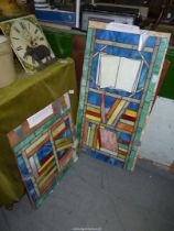 Two contemporary stained Glass Panels depicting books/library, one 20 1/2" x 20 1/2",