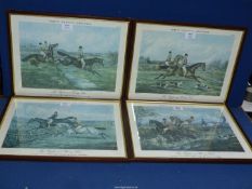 Four framed Alken hunting Prints from the Fores's hunting sketches.