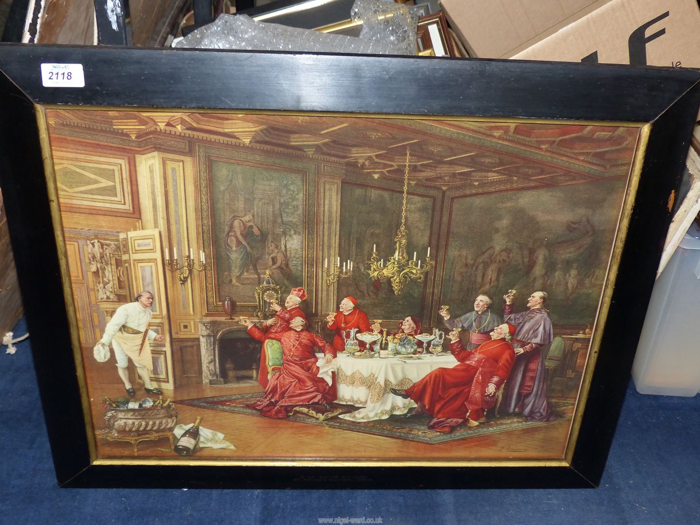 A framed Print titled 'A La Sante du Chef' Moet & Chandon by Francois Brunery Paris, 28" x 22 1/2".