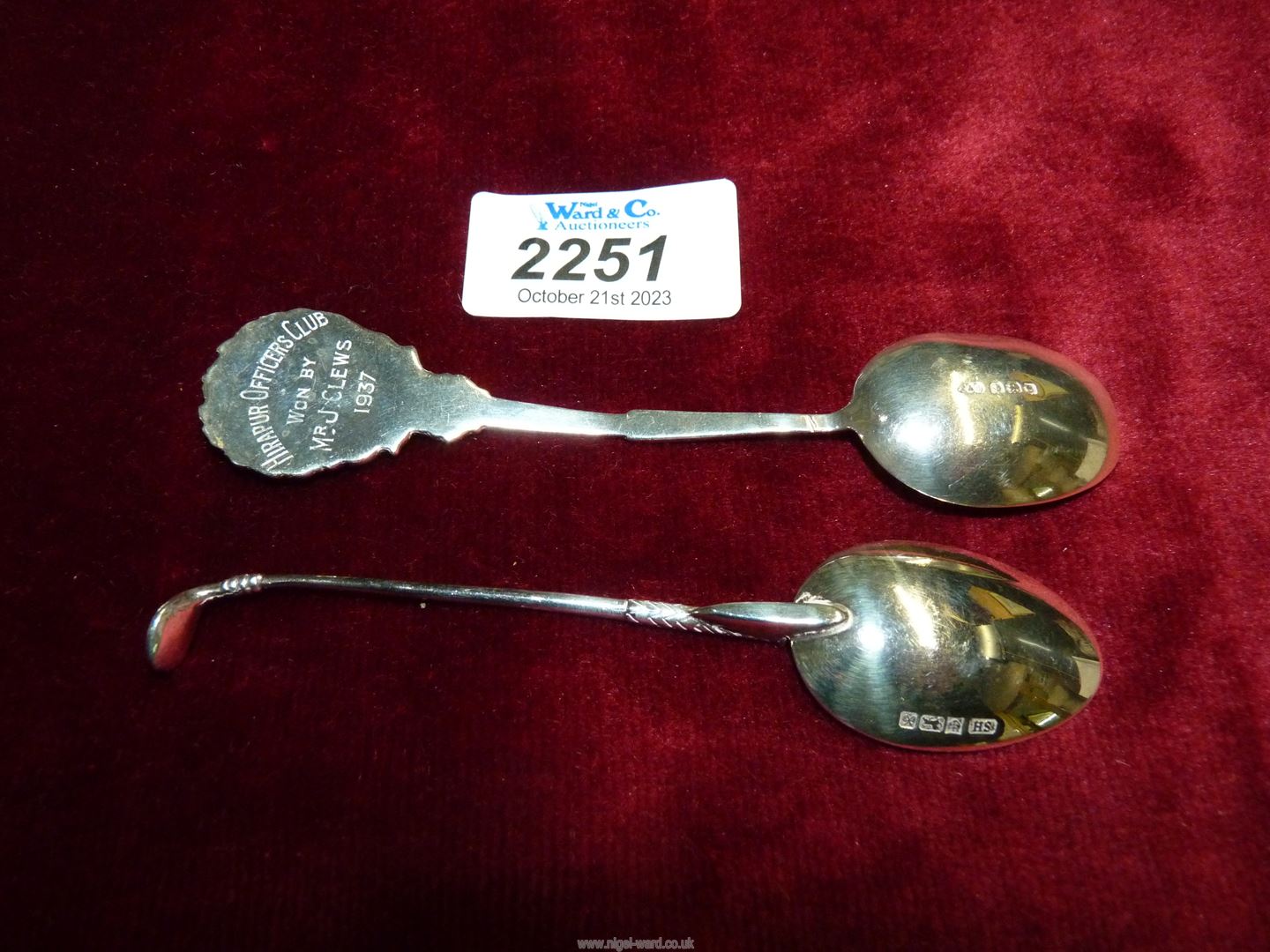 Two silver golfing Teaspoons, Birmingham 1931 and 1997. - Image 2 of 2