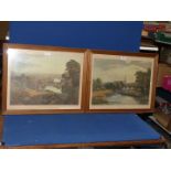 A pair of framed Engravings, Abingdon Bridge and Church, Abingdon and Caversham Bridge, Reading.