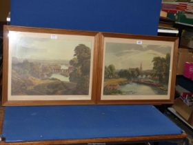 A pair of framed Engravings, Abingdon Bridge and Church, Abingdon and Caversham Bridge, Reading.