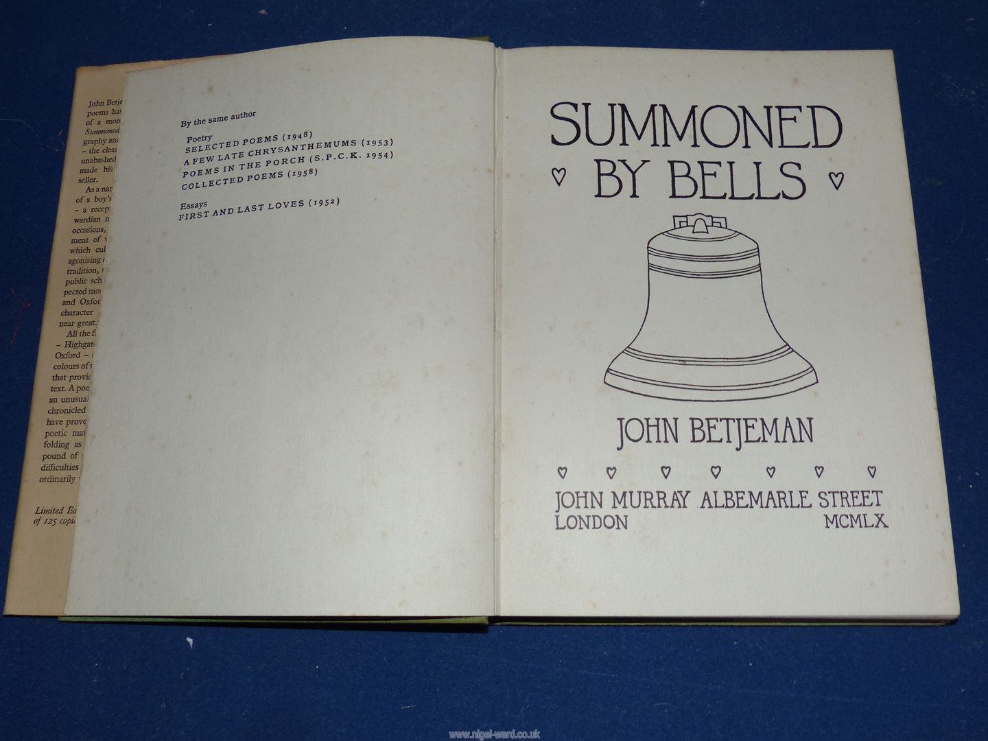 "Summoned by the Bell" by John Betjeman, first edition 1960 published by John Murray, - Image 5 of 6