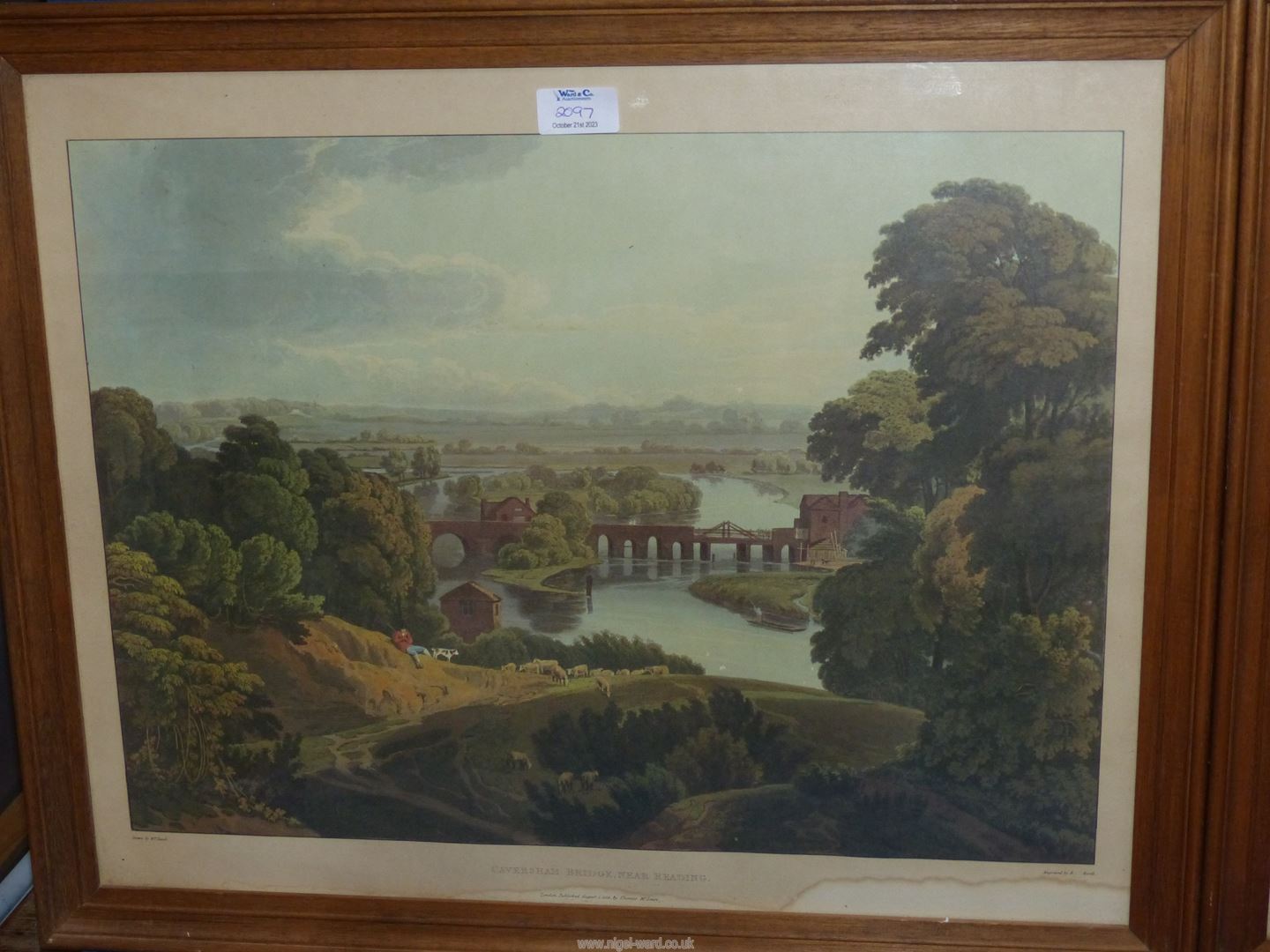 A pair of framed Engravings, Abingdon Bridge and Church, Abingdon and Caversham Bridge, Reading. - Image 3 of 3