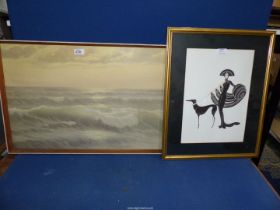 A large framed Print 'The Song of the Surf' by Ed Mondan,