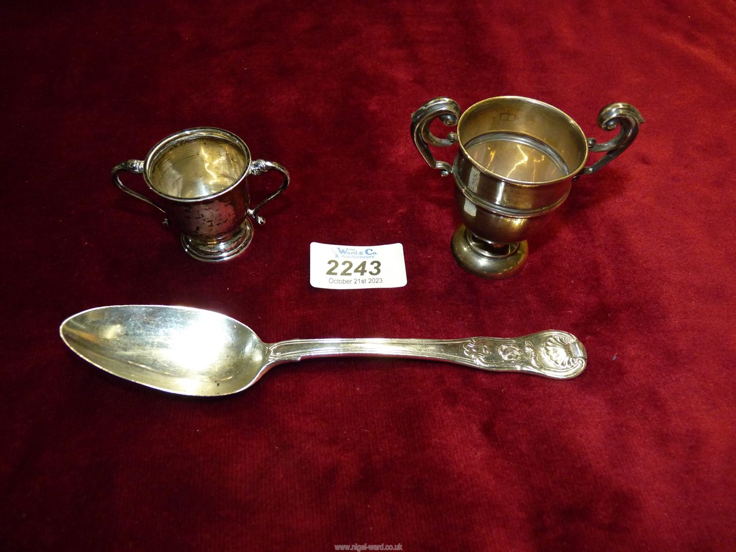 Three silver items, namely a Richard Turner flatware spoon London 1815,