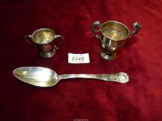 Three silver items, namely a Richard Turner flatware spoon London 1815,