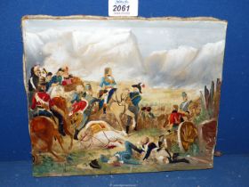 ***A small Over Painted Image depicting Napoleon Bonaparte being remounted at the battle of Rivoli