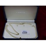 A 9ct gold clasp pearl necklace, bracelet and earring set in Crouch Goldsmith box.