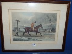 A wooden framed Engraving titled "A Pleasant Ride Home" from the original painting by T.N.