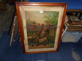 A wooden framed print titled "Fallen Among Thieves" 23 1/4" x 30 3/4".