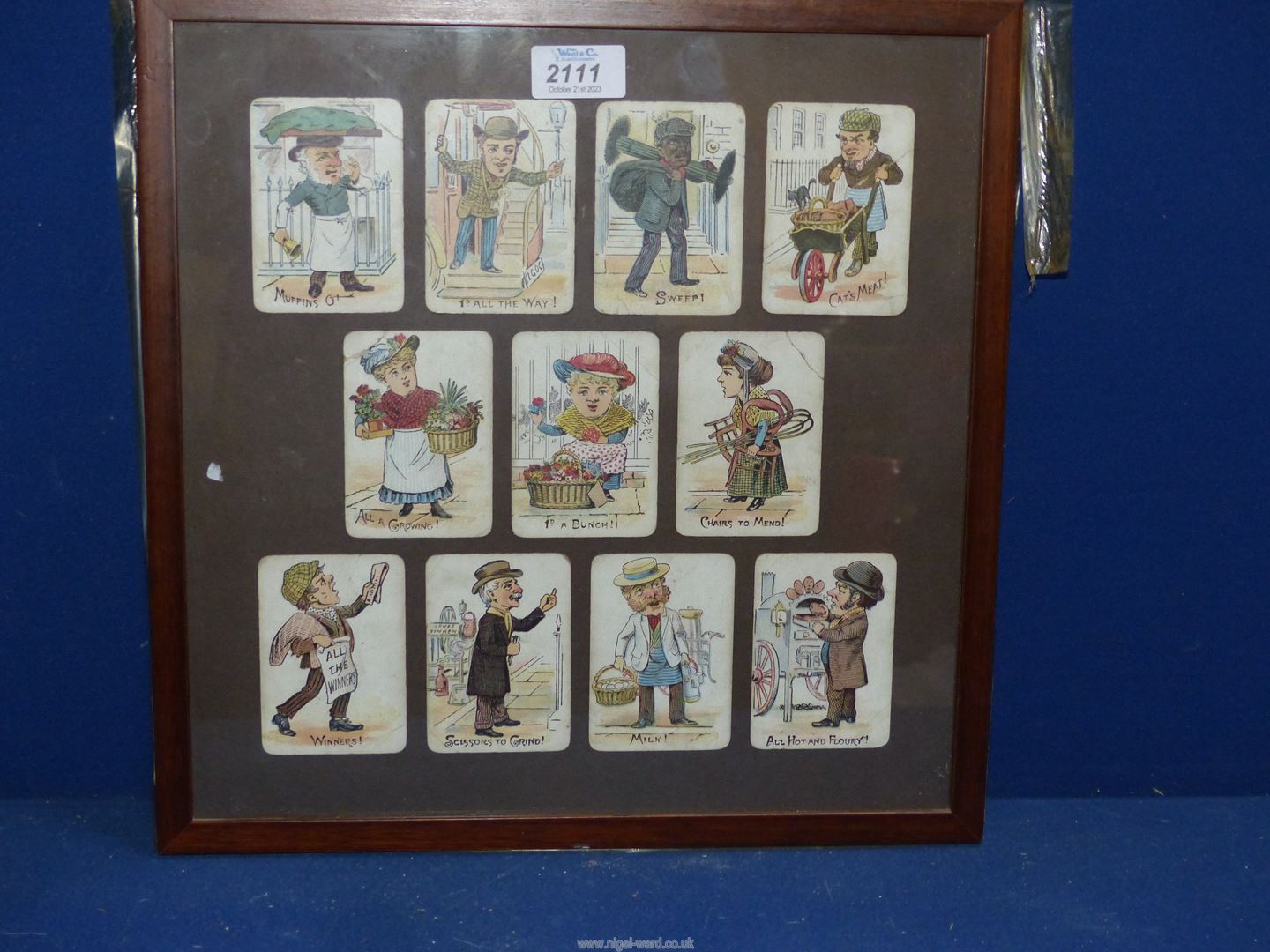 A framed set of eleven Victorian Snap cards. - Image 2 of 2