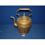 A large brass Kettle, dented, 15" x 12".