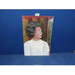 An unframed original Oil on board by Welby Skinner, verso portrait of his wife Connie,