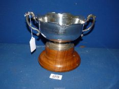 A Silver two handled Rose Bowl trophy on plinth for 'Harewood End Agricultural Society' 'For The