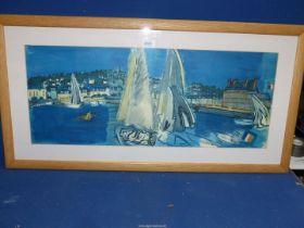 A Print titled 'Drying the Sails', the original by Raoul Dufy 1877-1953, 2' 11" x 1' 6".