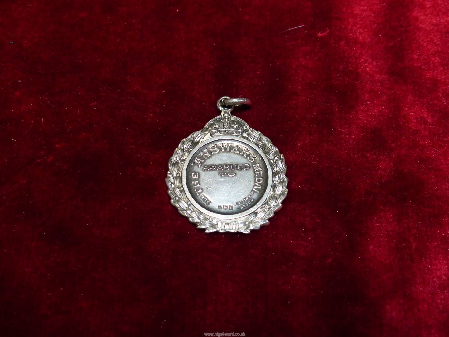A Silver Medal, "The Answers Medal", Birmingham hallmark, 13.6 gms. - Image 2 of 2