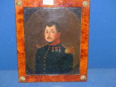 An unsigned small framed oil on canvas of a French Officer, 11'' x 13''.