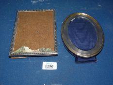Two silver Photograph frames; one oval shaped with Birmingham stamp (a/f),