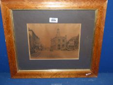 A Cecil Tatton pencil signed winter Etching of Reigate 1927.