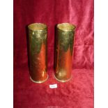 Two brass Shell cases, one dated 1917, 11 1/2" tall.