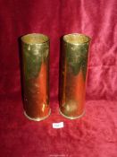 Two brass Shell cases, one dated 1917, 11 1/2" tall.