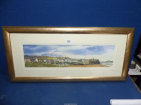 A framed and mounted lithograph depicting a coastal scene of Castlerock,