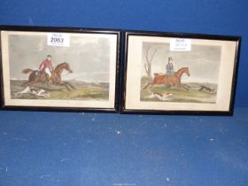 A pair of framed and coloured hunting Engravings of paintings by Francis Grant titled 'John Dalyell