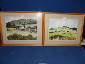E.R. Roberts, pair of Watercolour views 'Gelli Farm' and 'Nr. Denbigh, North Wales', signed.