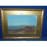 A framed and mounted Watercolour/gouache moorland scene by Herbert Tomlinson, 1' 10" x 1' 5".