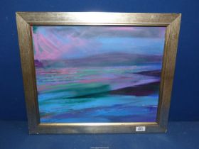 An Oil on canvas beach scene in pinks, purples and greens, signed Randell.