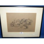 A framed and mounted print "The Boot Inn"[ Barnaby Rudge] initialed lower left, B.T.A.G.