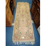 A pink and cream runner 83" x 27 1/2"