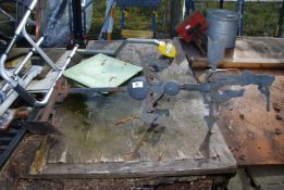 Shooter and dog metal weather vane.